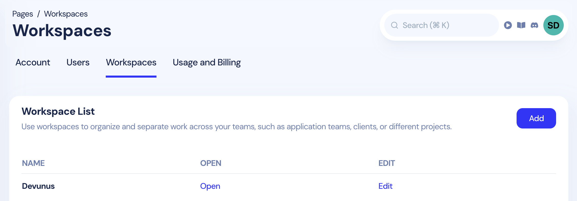 Workspaces Management